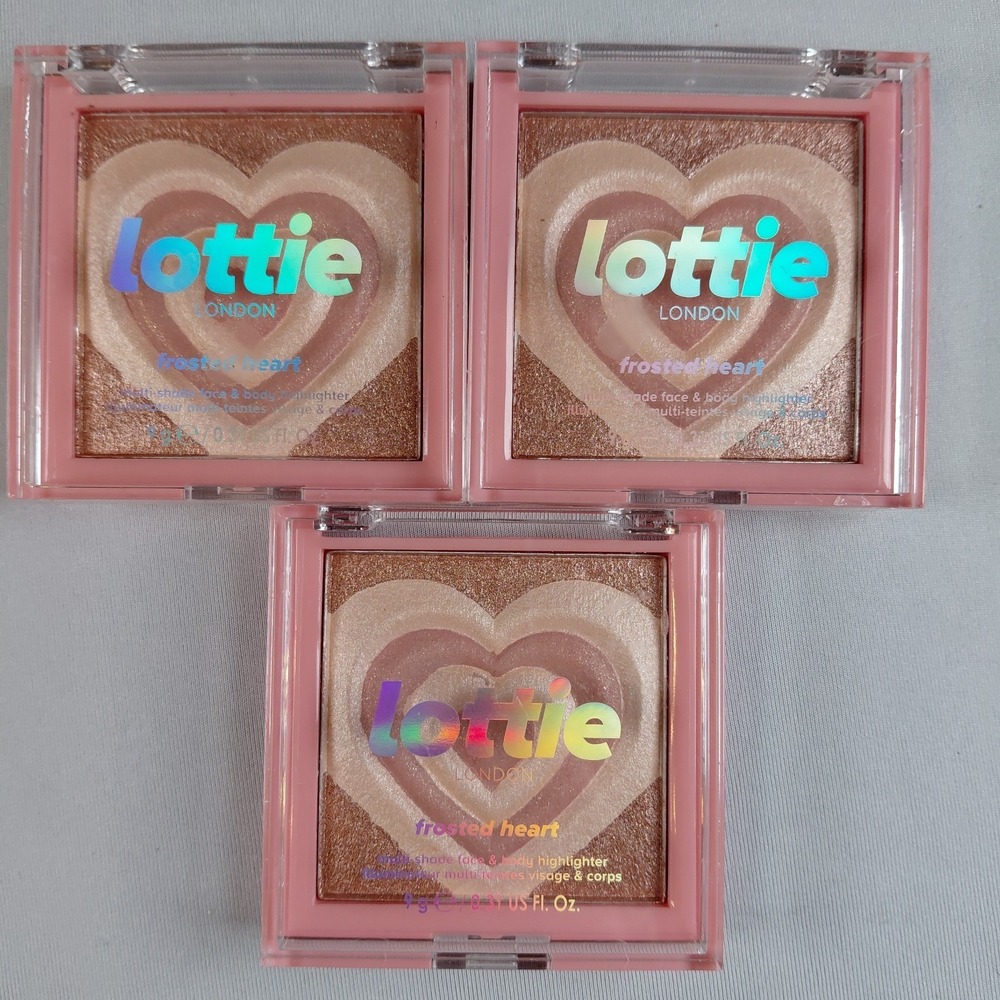 3X NEW SEALED Lottie Frosted Heart Highlighter Shimmer Multi-Shade Face Body Lot - Picture 1 of 5